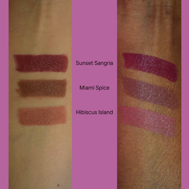 رژ لب آمریکایی شاینا بی Shaina B Lipstick رنگ Miami Spice و Hibiscus Island