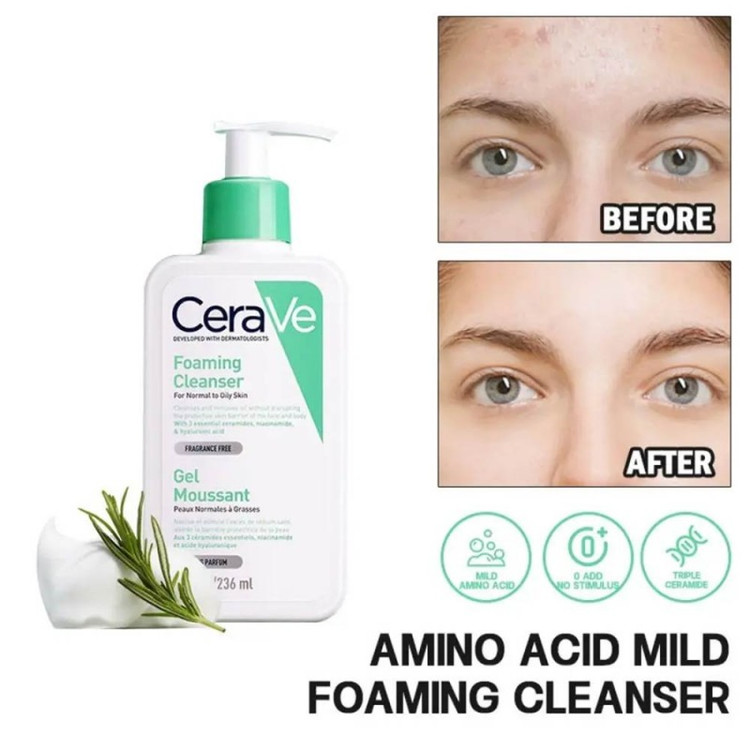 فوم شستشوی صورت سراوی مخصوص پوست نرمال تا چرب | Cerave Foaming Cleanser